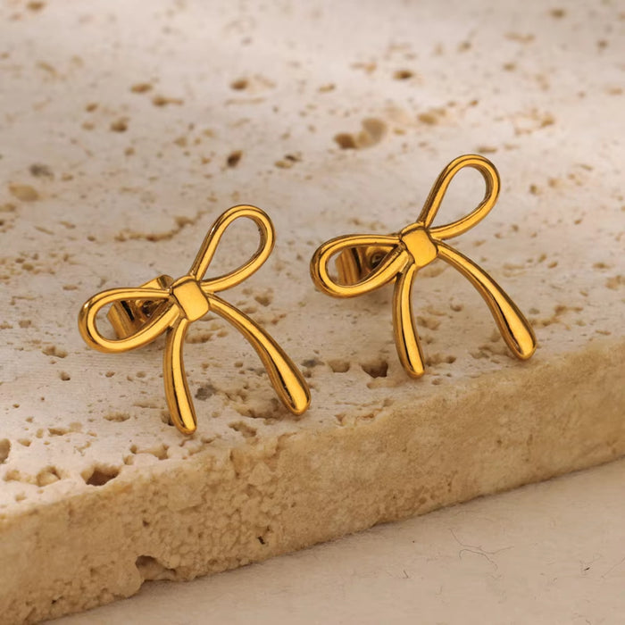 Wholesale  gold love bow earrings fashion  earrings stainless steel jewelry