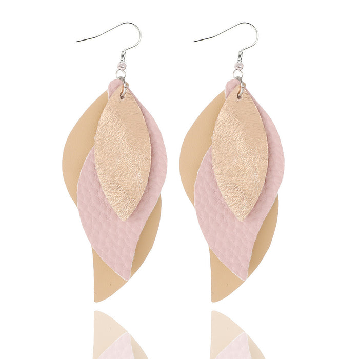 Wholesale Artificial Leather Leaf Shape Earrings Trendy Jewelry Accessory