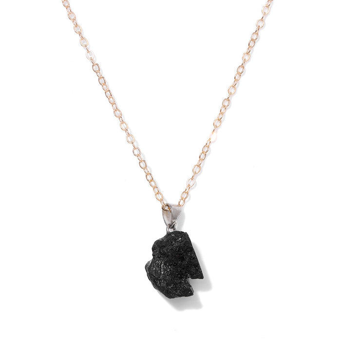 Wholesale Irregular natural stone raw crystal pendant necklace with two tone chain amethyst clavicle necklace