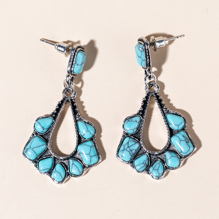 Wholesale Earrings Turquoise Geometric Boho Ethnic MOQ≥2 JDC-ES-haob020
