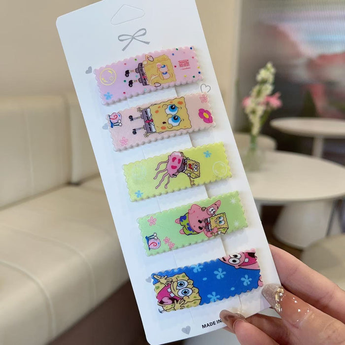 Wholesale 5 PCS Cute cartoon pattern plaid hair clip