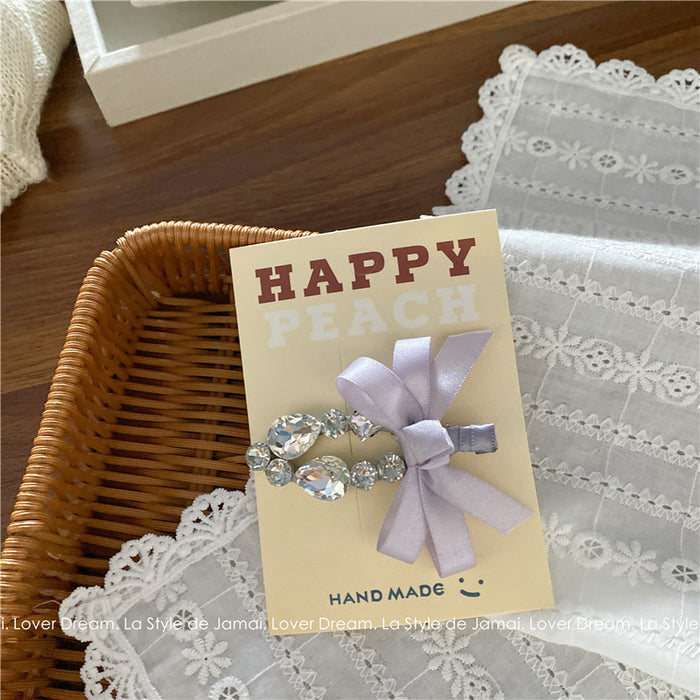 Wholesale Transparent Love Rhinestone Bow Duckbill Clip Hair Clip Sweet Super Fairy Bangs Clip Side Clip Hair Accessories for Women