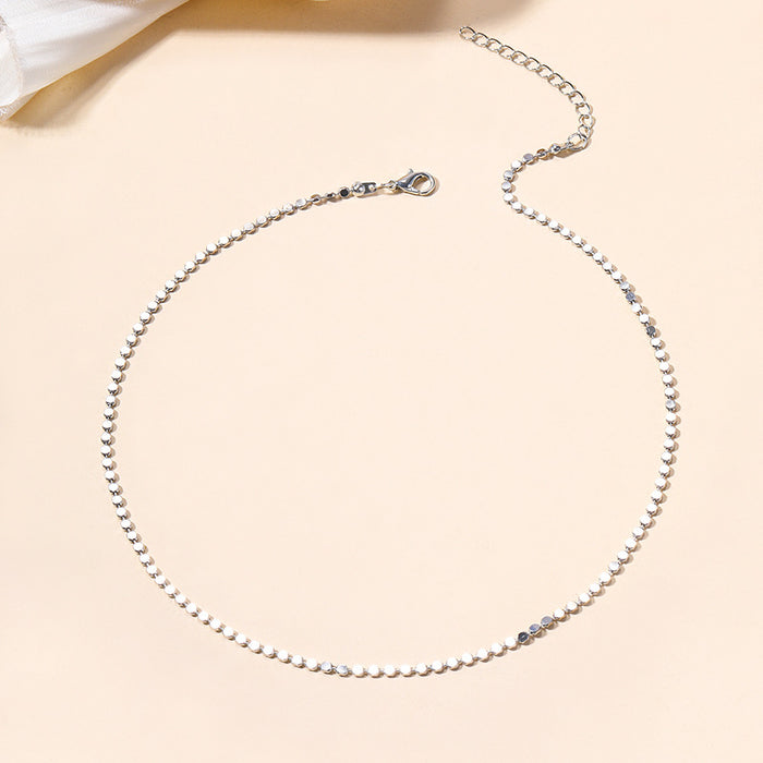 Wholesale Retro jewelry, simple geometric bead necklace, silver necklace