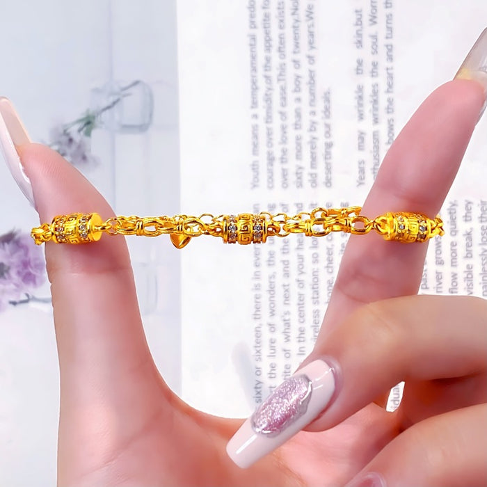 Wholesale Sand Gold Diamond Fortune Lucky Small Waist Bracelet with High Quality, Light Luxury, Simple Fashion, Handmade Decoration