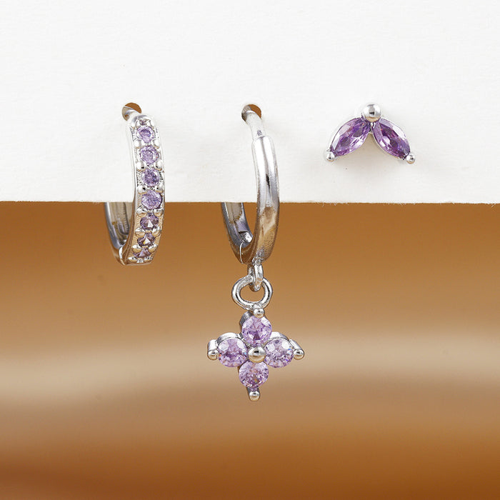 Wholesale Crystal flower earrings, geometric high-end earrings, earrings set, earrings accessories