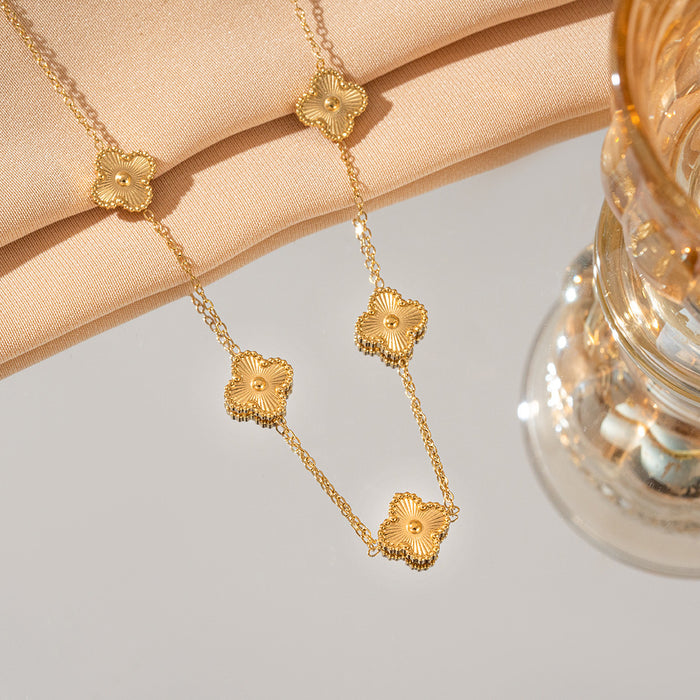 Wholesale 13mm Clover Double sided Laser Stainless Steel Bracelet Light Luxury Jewelry Wholesale