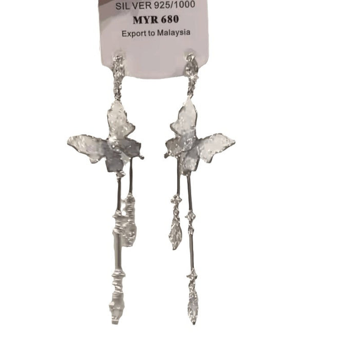 Wholesale Gradient crystal butterfly long tassel earrings, light luxury style, niche design, exquisite feeling, earrings, fashionable and versatile earrings