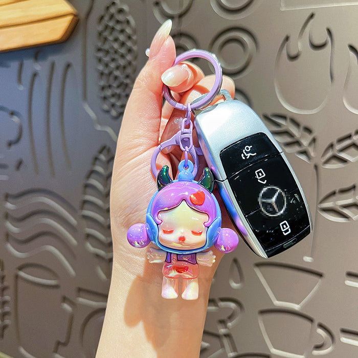 Wholesale Creative electroplated keychain cute cartoon doll couple bag pendant small gift