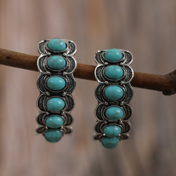 Wholesale Ethnic Style Turquoise Earrings JDC-ES-JunJie004