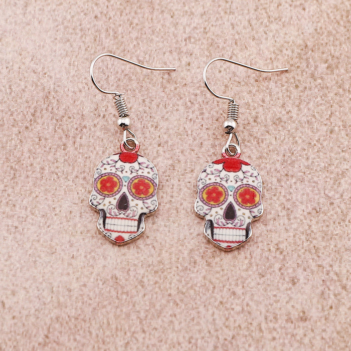 Wholesale Halloween Skull Alloy Earrings JDC-ES-Dagou005