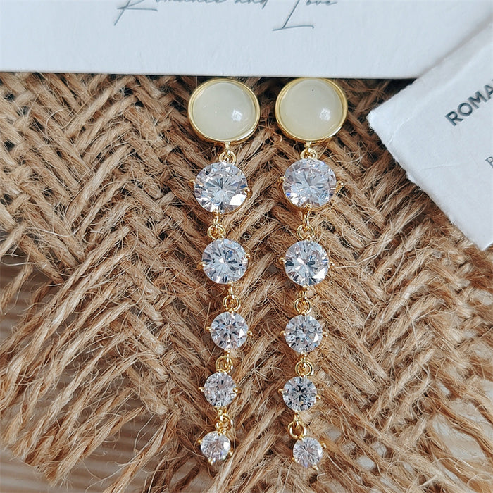 Wholesale Exquisite long zircon earrings with temperament