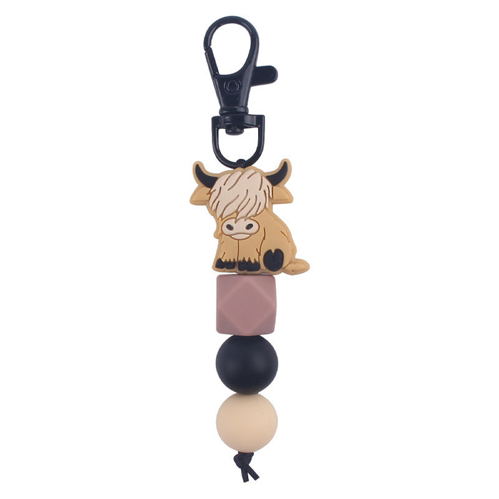 Wholesale  cartoon animal  plastic beads keychain