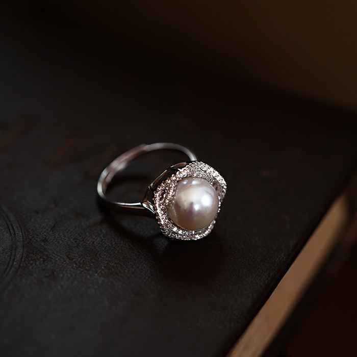 Wholesale Natural pearl ring, light luxury, high-end, niche, open mouth jewelry ring