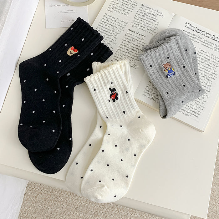 Wholesale Socks cartoon teddy bear mid tube socks thin and cute pile socks