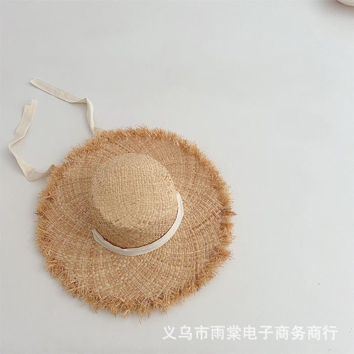 Wholesale Children's Hat Ins Large Eave Raffia Sunshade Hat Summer Straw Hat