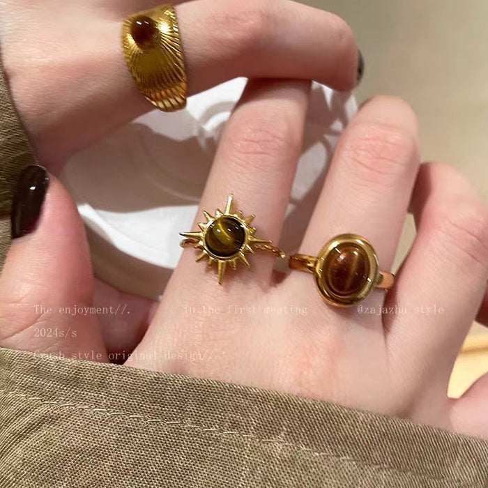 Wholesale Stacked sunflower rings are elegant, personalized, high-end, fashionable and unique