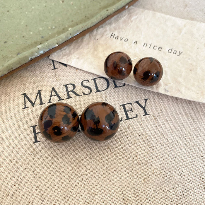 Wholesale Leopard print round earrings with niche design, retro earrings, high-end feel, light luxury temperament, wholesale of earrings