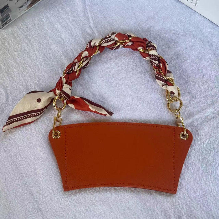 Wholesale  Acrylic Chain Portable Detachable Portable Coffee Cup Leather Heat Insulated