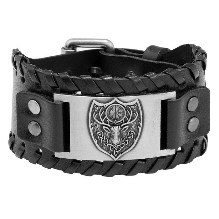 Wholesale Multi-layer Leather Wolf Head Men's Bracelet JDC-BT-FengH002