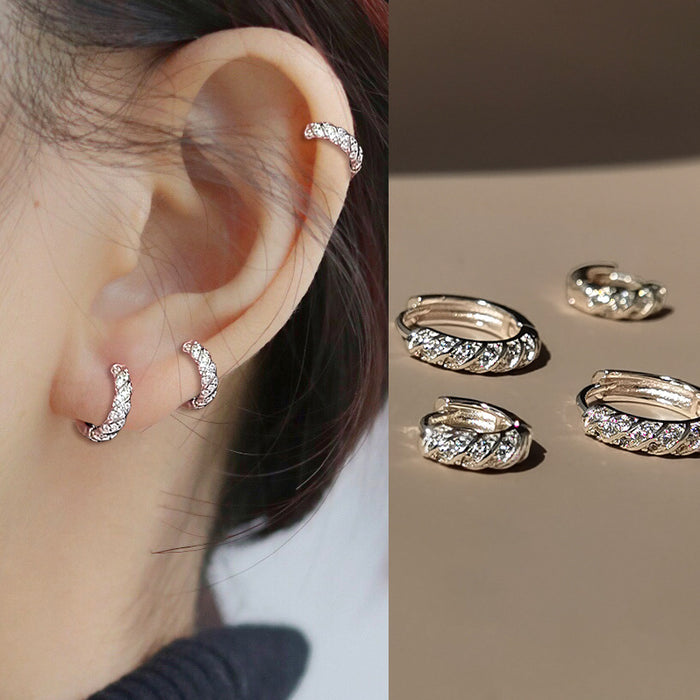Wholesale Full Diamond Earrings with Non Removable Earrings, Light Luxury and High Grade Earrings, Women's Pure Silver Earrings with Nourishing Holes and Earrings