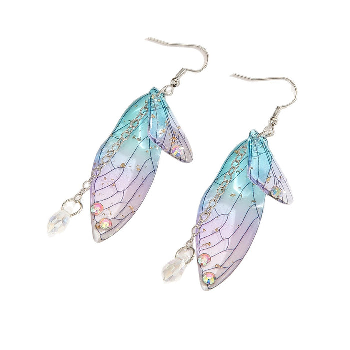 Wholesale Wings, Earhooks, Butterfly Earrings, Temperament, Long Eardrops, Cicada Wings, Gradient Colored Earrings