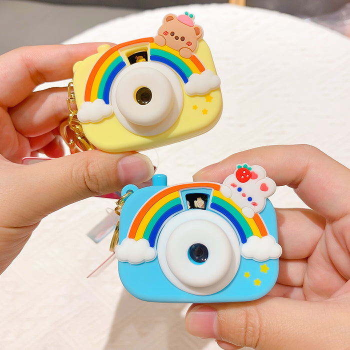 Wholesale Cute Cartoon Rainbow Projection Camera PVC Keychain (S) JDC-KC-ZhongC011
