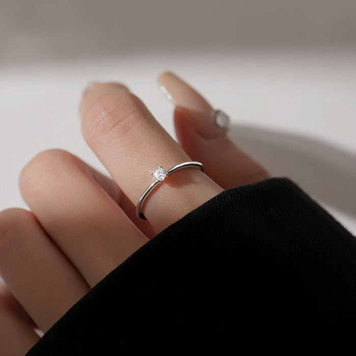 Wholesale Single diamond ring, silver, minimalist, niche, open mouth ring, light luxury, index finger ring, ring