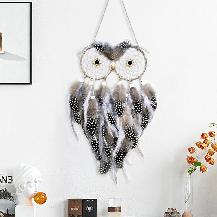 Wholesale Iron Hoop Dreamcatcher with Feathers Owl Design Home Decor Pendant MOQ≥2