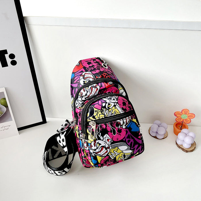 Wholesale New fashionable children's shoulder crossbody bag with casual and personalized printed chest small back bag
