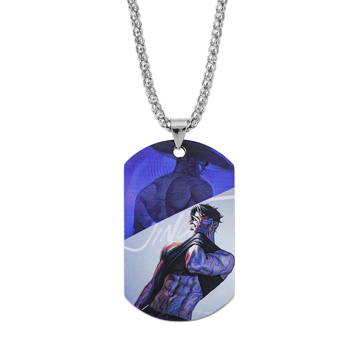 Wholesale UV double-sided color printed KPOP pendant stainless steel necklace