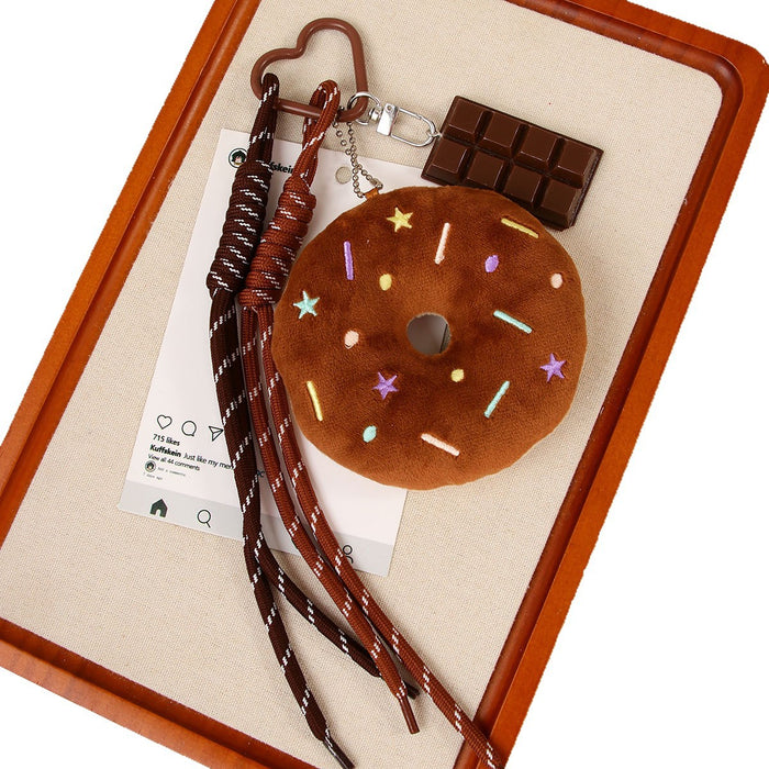 Wholesale Cute Donut Plush Keychain Pink Sweet Treat Design Bag Charm