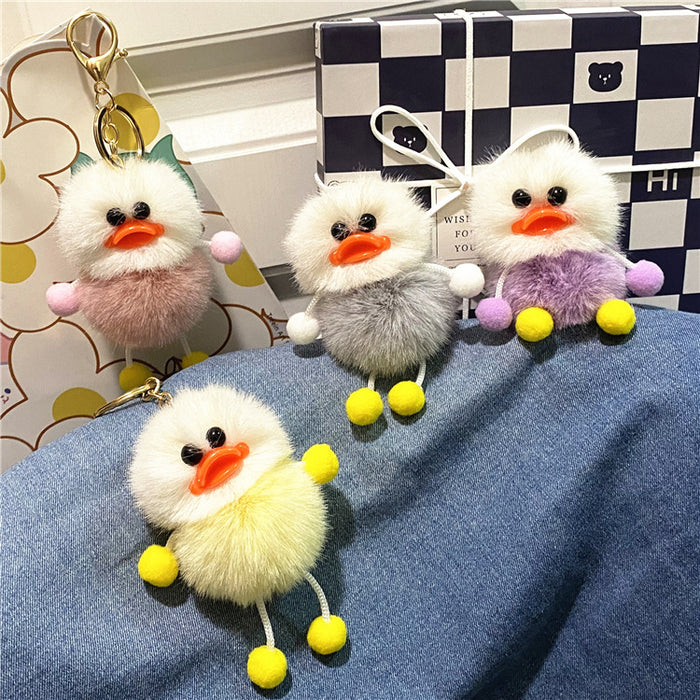Wholesale Duck keychain cute plush student bag pendant cartoon elf car keychain accessories