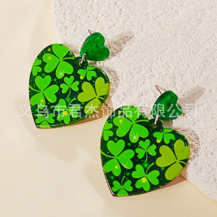 Wholesale Earrings Sparkling Pink Lucky Grass Eardrops Earrings Accessories