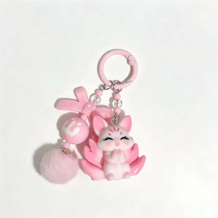 Wholesale Resin Cartoon Nine-Tailed Fox Phone Pendant Cute Keychain Accessory for Girls