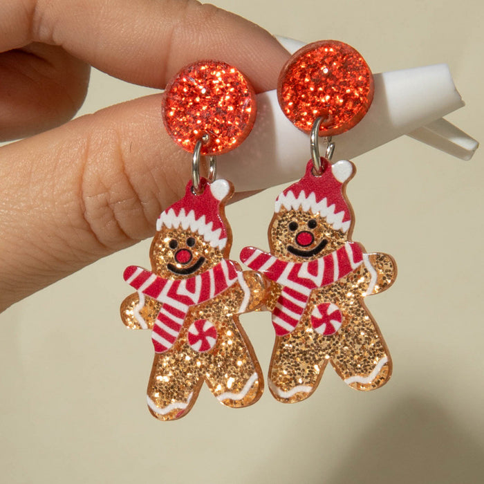 Wholesale Cute Christmas Cartoon Acrylic Snowflake Earrings