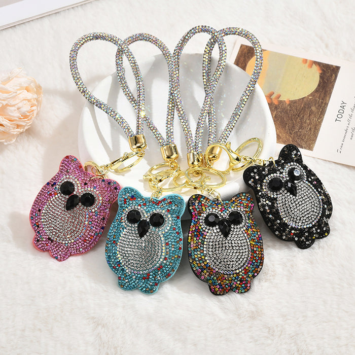 Wholesale Rhinestone-Embellished Velvet Owl Keychain
