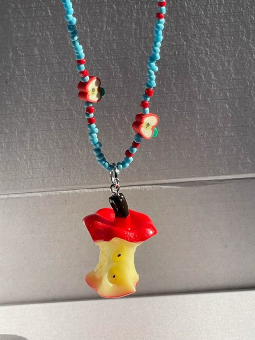 Wholesale Apple Core Beaded Color Necklace Women's New Sweet Cool Spice Girl  Clavicle Chain