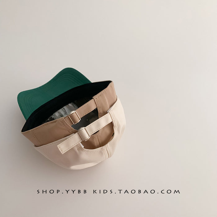 Wholesale Color blocked letter children's duck tongue hat, baby sun shading and sun protection versatile thin baseball cap