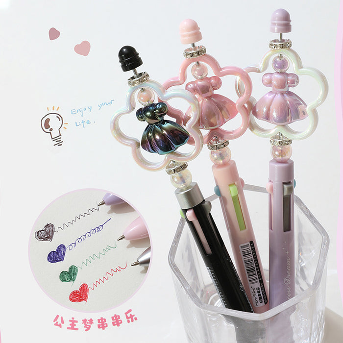 Wholesale 24PCS Princess Dream Bead Pen 4 Colors Push Plastic Ballpoint Pen JDC-PN-XiYu001