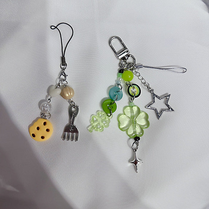 Wholesale Cookie Cake Fork Spoon Mobile Phone Hanging Chain Four-Leaf Clover