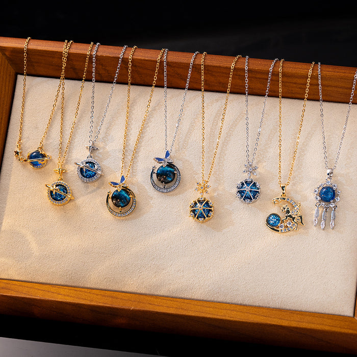 Wholesale Vintage necklace with micro inlaid zircon collarbone chain