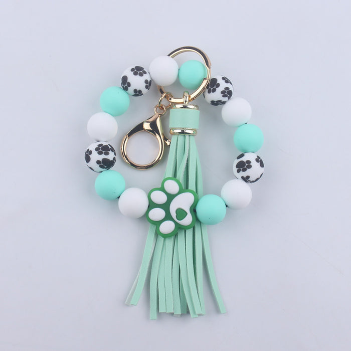 Wholesale silicone bead bracelet wrist keychain