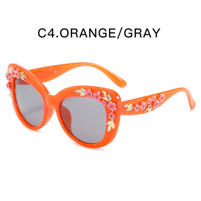 Wholesale Cat-Eye Floral Gradient Sunglasses