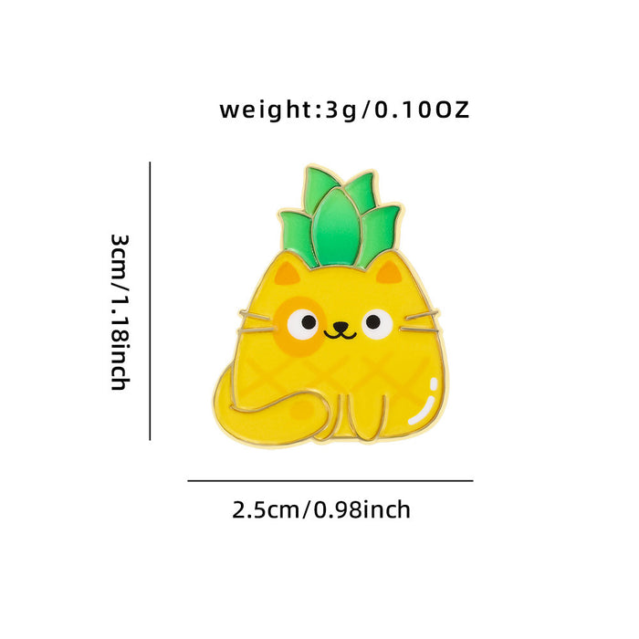 Wholesale Cartoon cute cat badge creative fruit cherry animal badge metal brooch clothing bag jewelry accessories