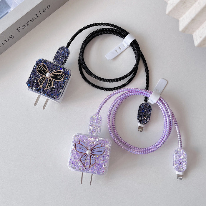 Wholesale 5pcs/ set Bow-shaped glitter charger case 20W