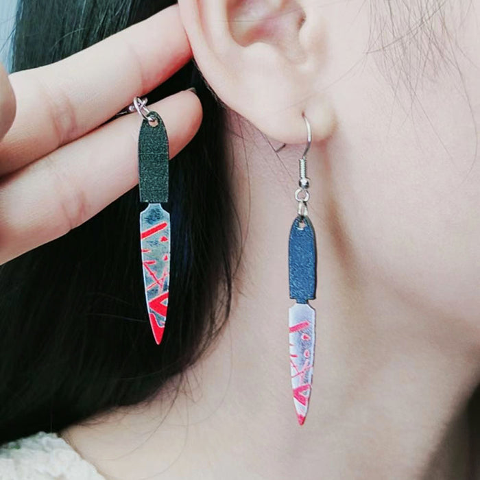 Wholesale Acrylic Printed Blood Color Knife Earrings Personalized   Earrings