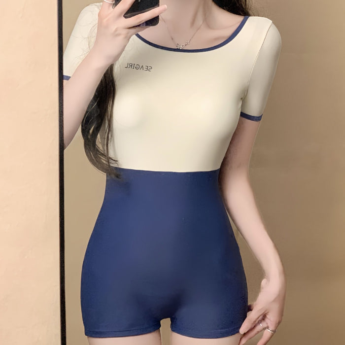 Wholesale Swimsuit Swimsuit Swimming Pool Special Racing Color Collision Conservative Flat Corner Swimsuit Hot Spring Beach Vacation