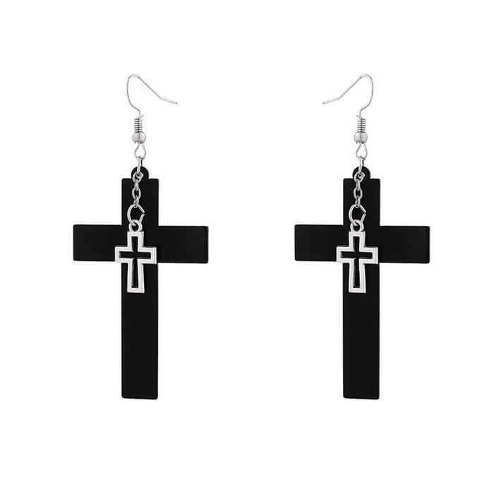 Wholesale Double Cross Resin Earrings JDC-ES-Qianzi002