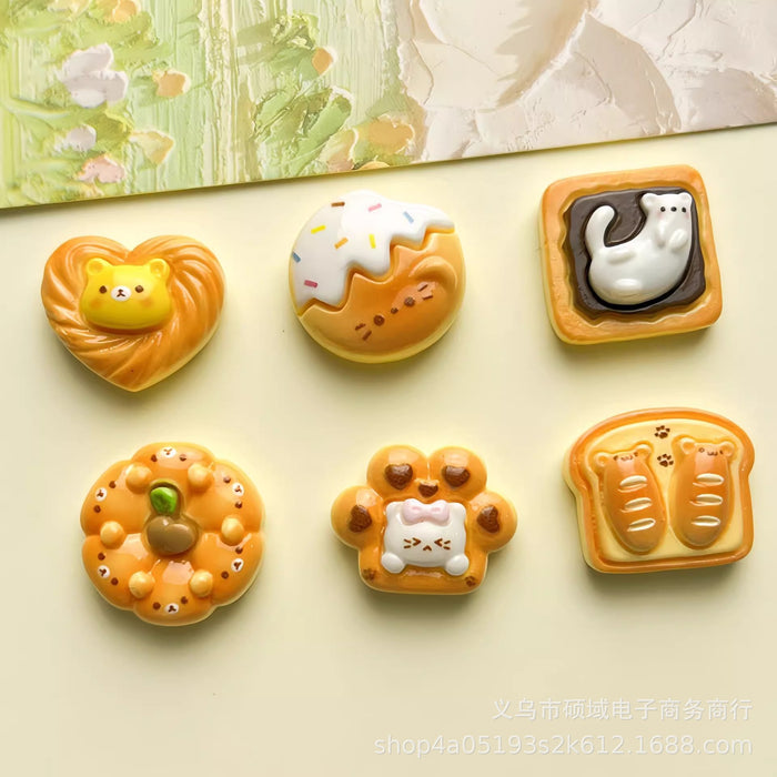 Wholesale Cartoon  Cat Bread Resin Accessories Handmade Cream Gel Hair Clip Accessories Headline Material Bag