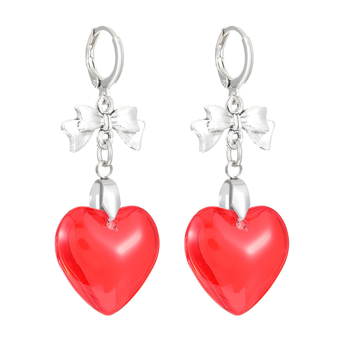 Wholesale Bow Love Alloy Glass Earrings JDC-ES-MiaoYa006